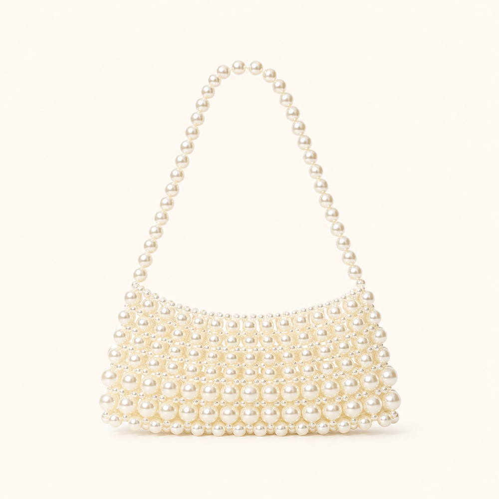 Pariser Chic Stil Metallbeschläge Gewebte Perlen Gewebte PC Damen-Achseltasche h5Bild2