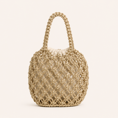 Urlaubstaugliche, einfarbige, gewebte PVC-Tasche mit Lochmuster für Damen