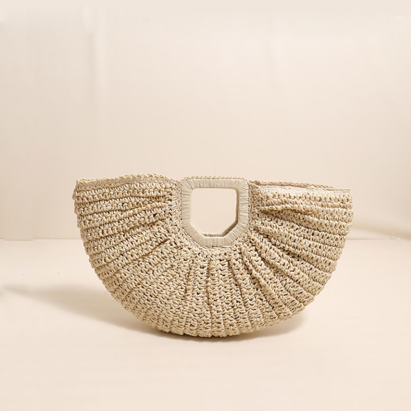Vacation Style Woven Solid Color Woven Raffia Women's Half-moon Bag