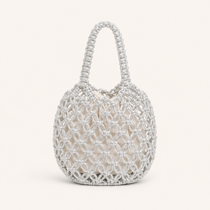Urlaubstaugliche, einfarbige, gewebte PVC-Tasche mit Lochmuster für Damen h5 Bild2
