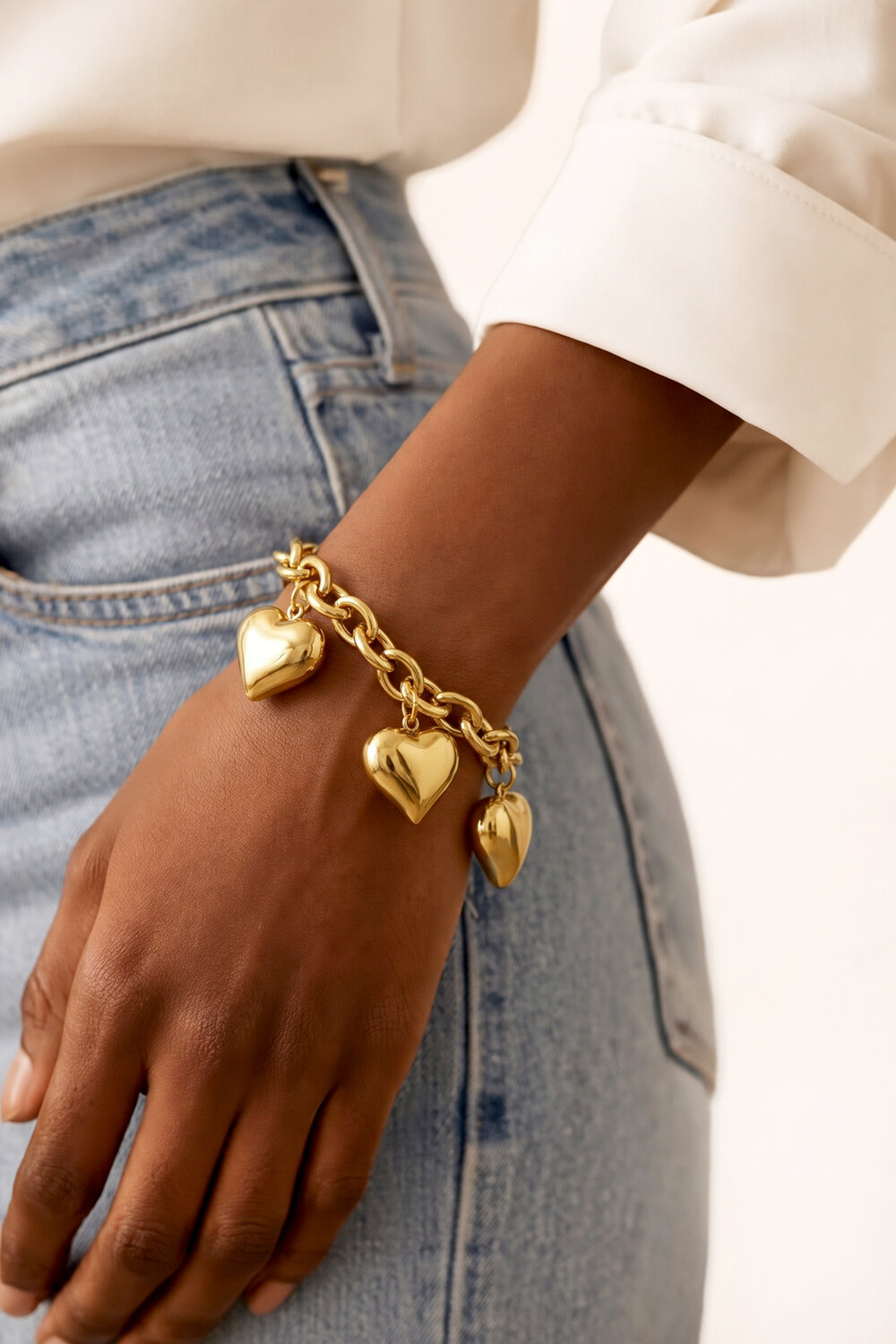 Roestvrijstalen bedelarmbanden met hartje, eenvoudige dagelijkse serie, dames sieraden h5Afbeelding2