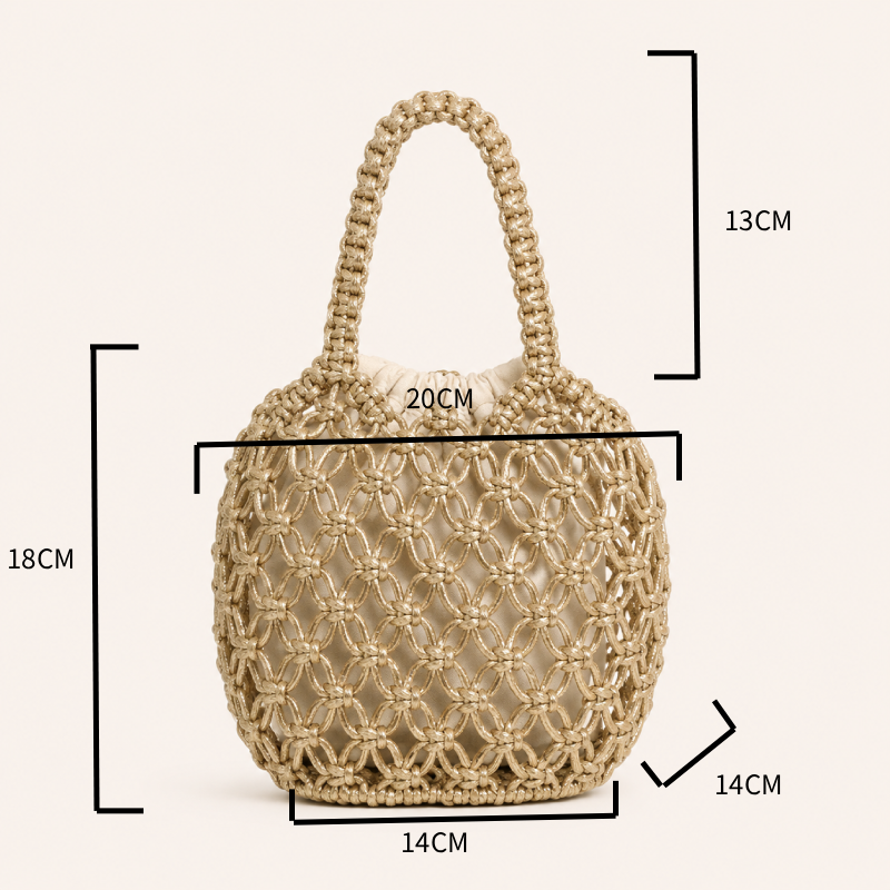 Urlaubstaugliche, einfarbige, gewebte PVC-Tasche mit Lochmuster für Damen h5Bild7