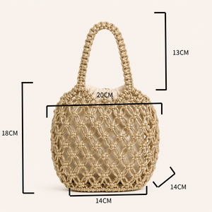 Urlaubstaugliche, einfarbige, gewebte PVC-Tasche mit Lochmuster für Damen h5 Bild7
