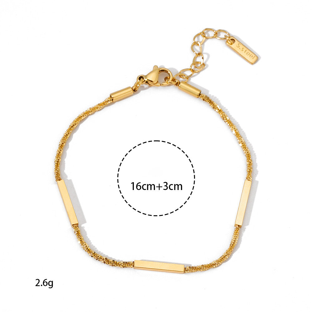 Einfaches Kettenarmband aus Edelstahl, wasserdicht, goldfarben, für Damen h5Bild2