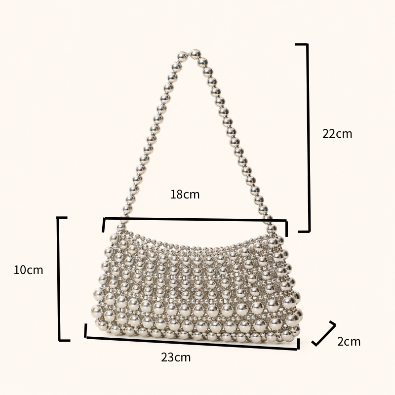 Pariser Chic Stil Metallbeschläge Gewebte Perlen Gewebte PC Damen-Achseltasche h5Bild5