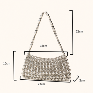 Pariser Chic Stil Metallbeschläge Gewebte Perlen Gewebte PC Damen-Achseltasche h5 Bild5