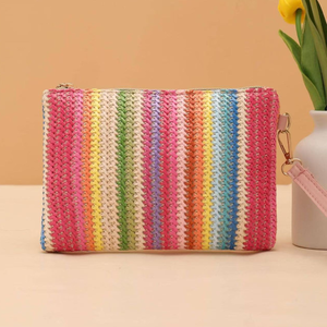 Casual stijl geweven gestreepte raffia damestas in gemengde kleuren h5 Afbeelding4