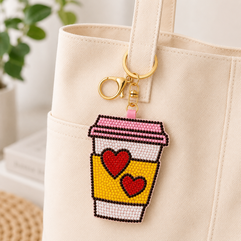 Romantic Series Daily Heart Beads Mixed Color Alloy Keychain h5 Picture2