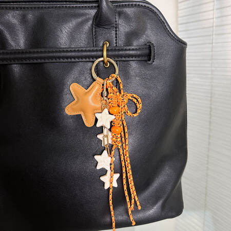 Simple Series Casual Bow Knot Tassel Star Chain Woven Pu Bag Charms