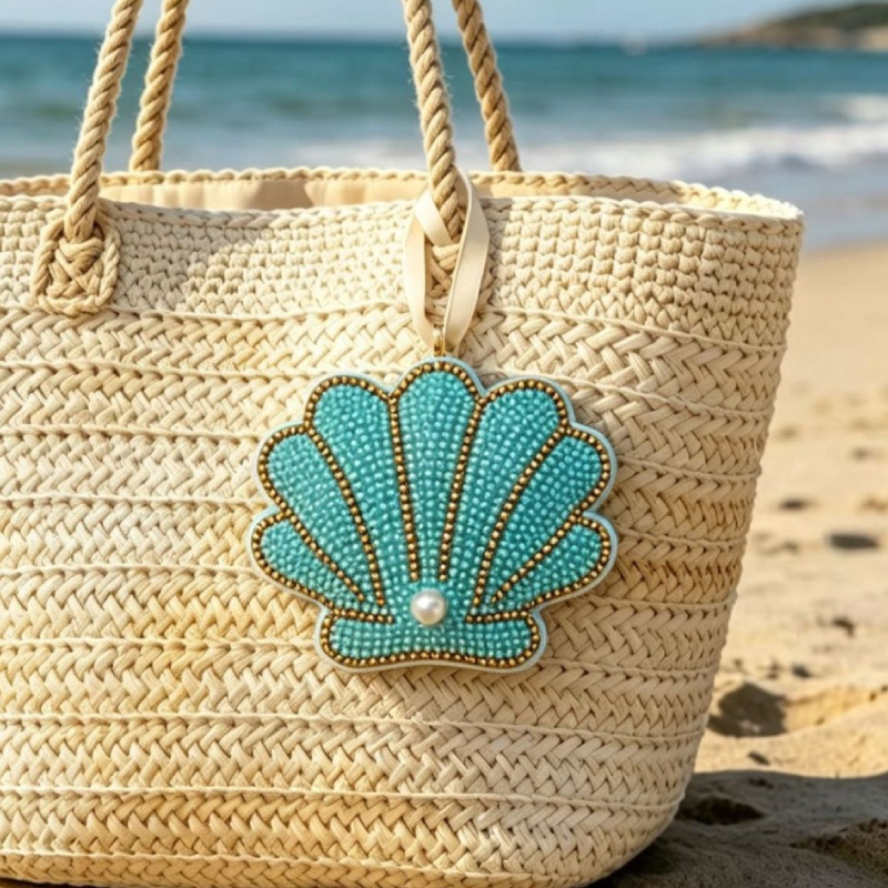 Luxurious Series Vacation Oceanic Style Mixed Color Shell Pu Rhinestone Bag Charms Picture3