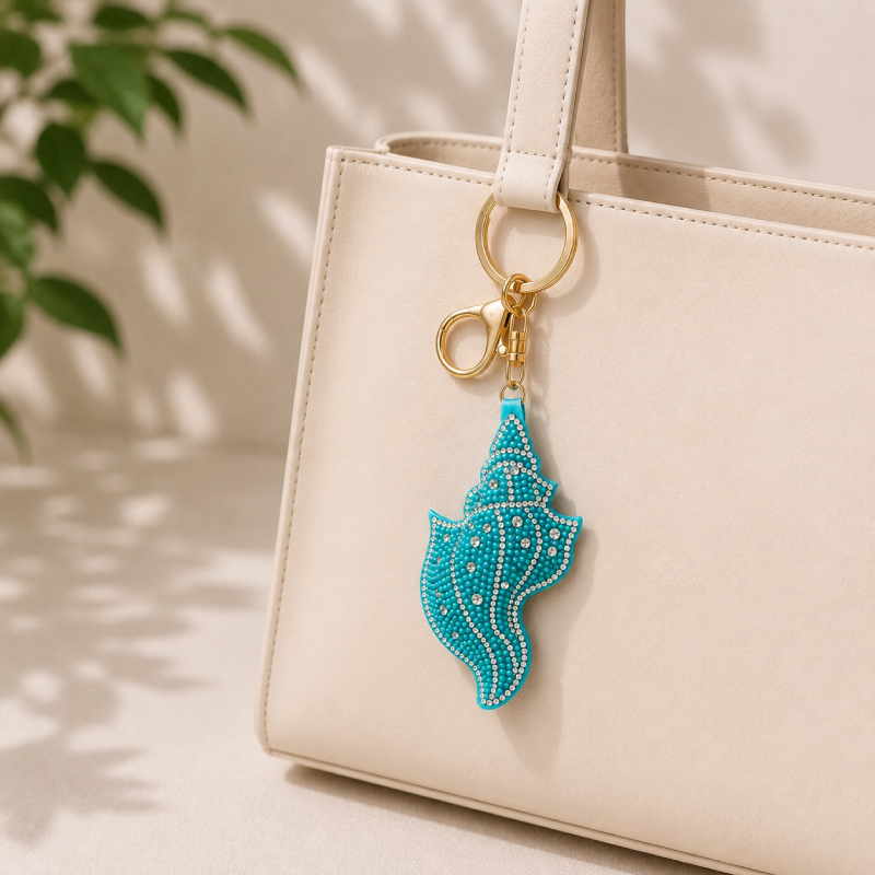 Simple Series Natural Solid Color Oceanic Style Beads Shell Resin Keychain Picture3