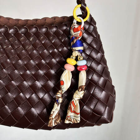 Ethnic Series Bohemian Solid Color Twist Beads Paisley Pattern Fabric Bag Charms