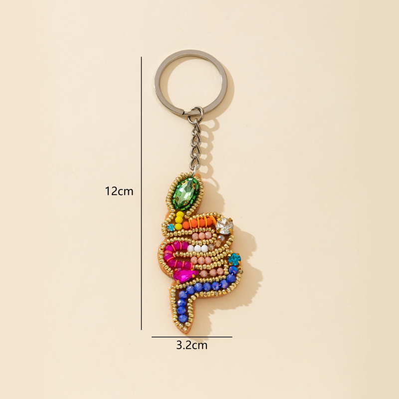 Ethnic Series Bohemian Beads Mixed Color Alloy Rhinestone Keychain
