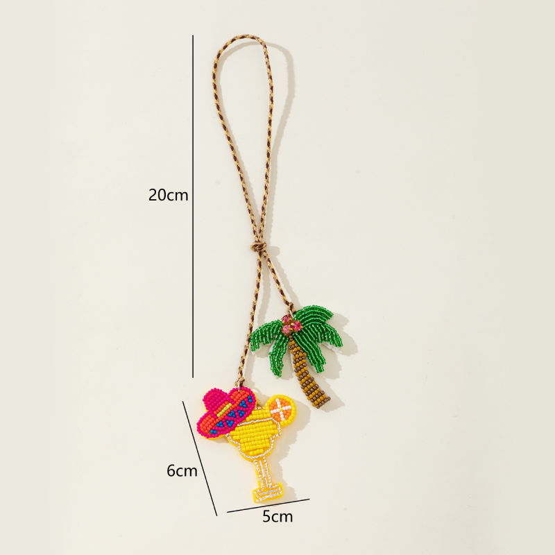 Série simple de perles de vacances à motifs de plantes de couleurs assorties, breloques pour sac en tissu 