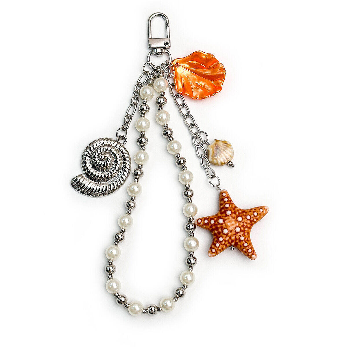 Simple Series Vacation Flower Oceanic Style Beads Mixed Color Chain Shell Starfish Crystal Bag Charms