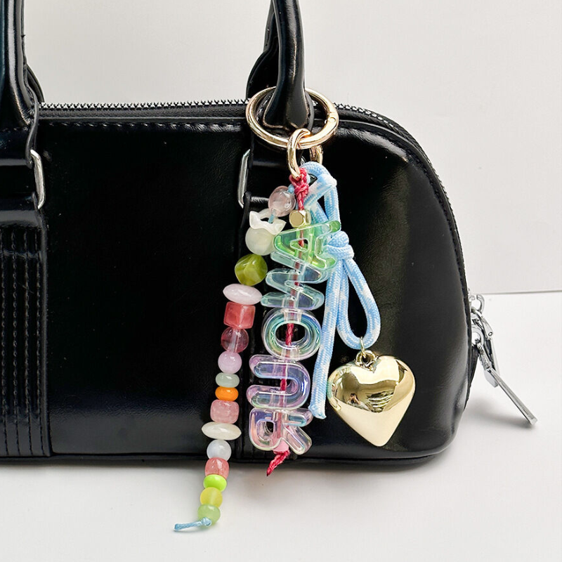 Simple Series Casual Letter Heart Bow Knot Beads Mixed Color Resin Bag Charms