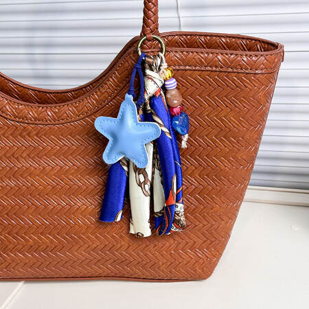Simple Series Casual Tassel Beads Star Paisley Pattern Pu Bag Charms
