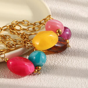 Pulseras de cuentas para mujer de acero inoxidable, impermeables y de color dorado, de Casual Beads. h5 Imagen4