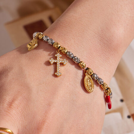 Luxurious Series Beads Stainless Steel Waterproof Gold Color Artificial Pearl Women's Beaded Bracelets