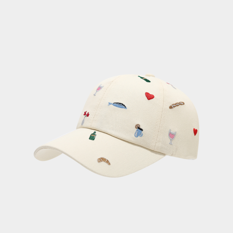 Gorra de béisbol de algodón Simple Series Sweet Flower Heart Fruit Rose Food Fish