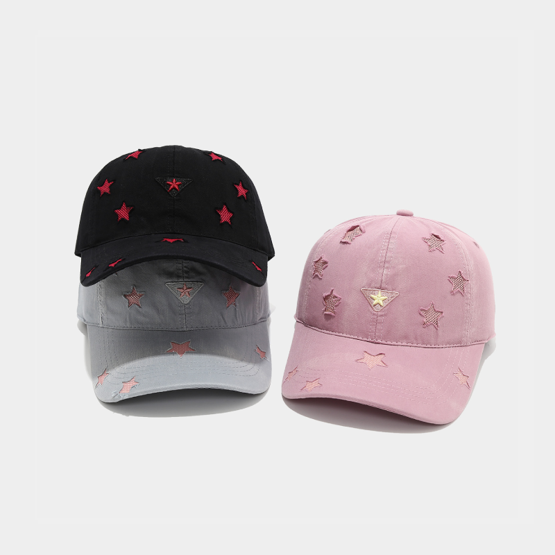 Gorra de béisbol de algodón con estrellas de colores variados de la serie Simple Retro