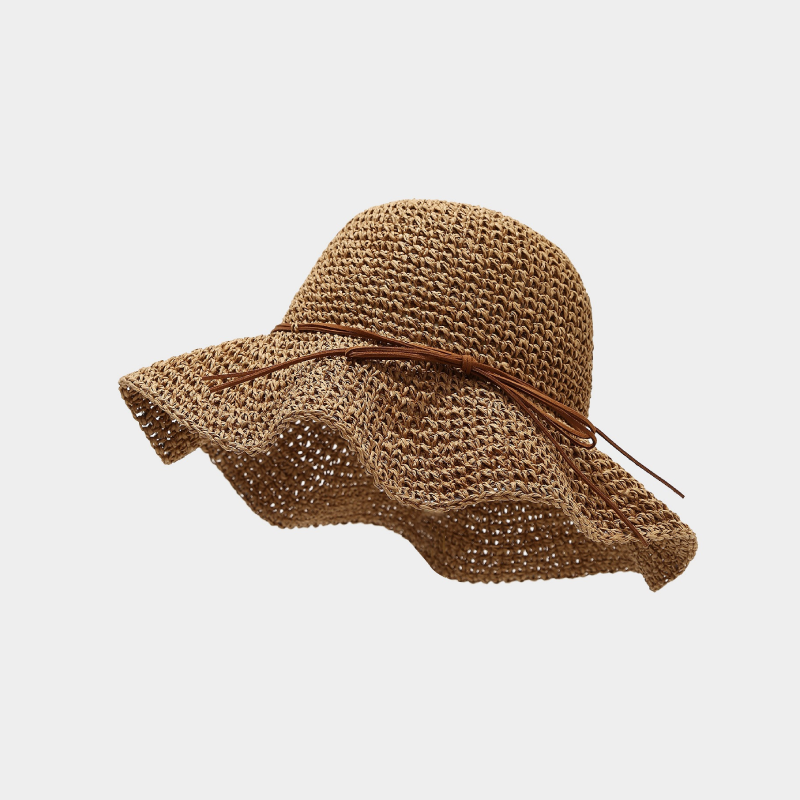 Simple Series Vacation Bow Knot Solid Color Hollowed-Out Woven Raffia Straw Hats 2