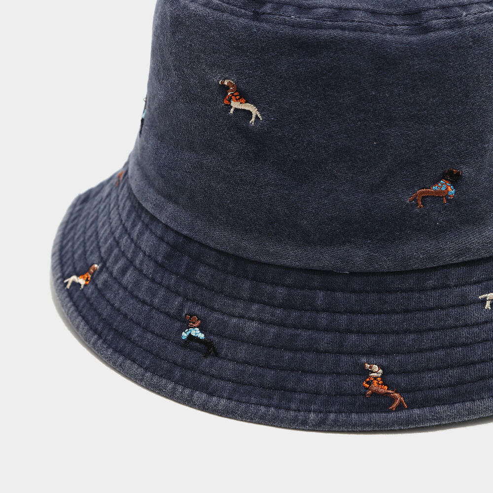 Simple Series Casual Animal Dachshund Solid Color Cartoon Cotton Bucket Hats Picture3