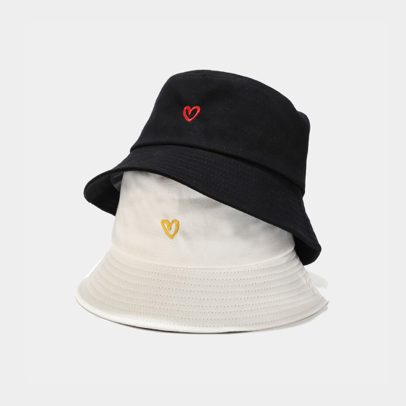 Simple Series Daily Heart Solid Color Cotton Bucket Hats