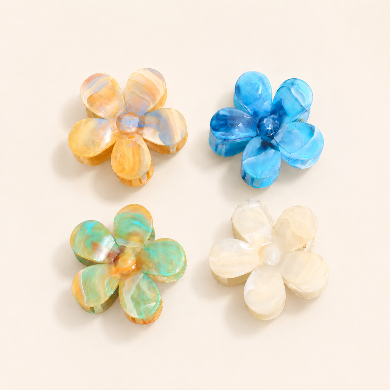 Garras para el cabello de resina de la serie Simple Daily Flower, color sólido, color degradado Imagen2