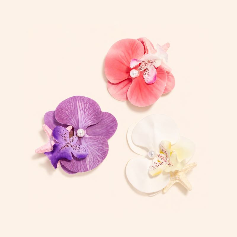 Pinzas para el cabello acrílicas con forma de estrella de mar y flores de la serie romántica "Vacaciones" h5 Imagen3