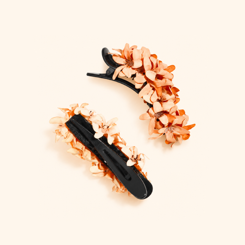 Pinzas para el cabello de acrílico con tela de la serie romántica para vacaciones Imagen4