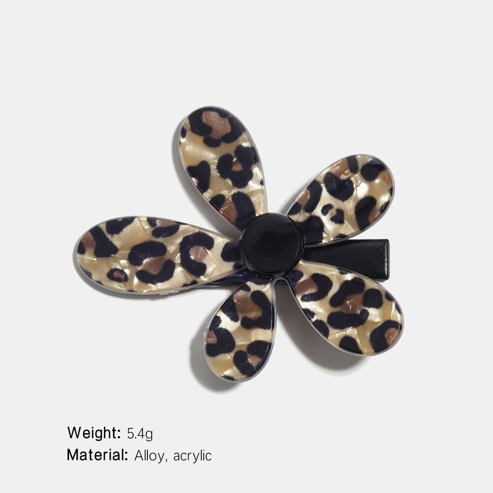 Pinzas para el cabello de acrílico con estampado de leopardo de la serie Simple.