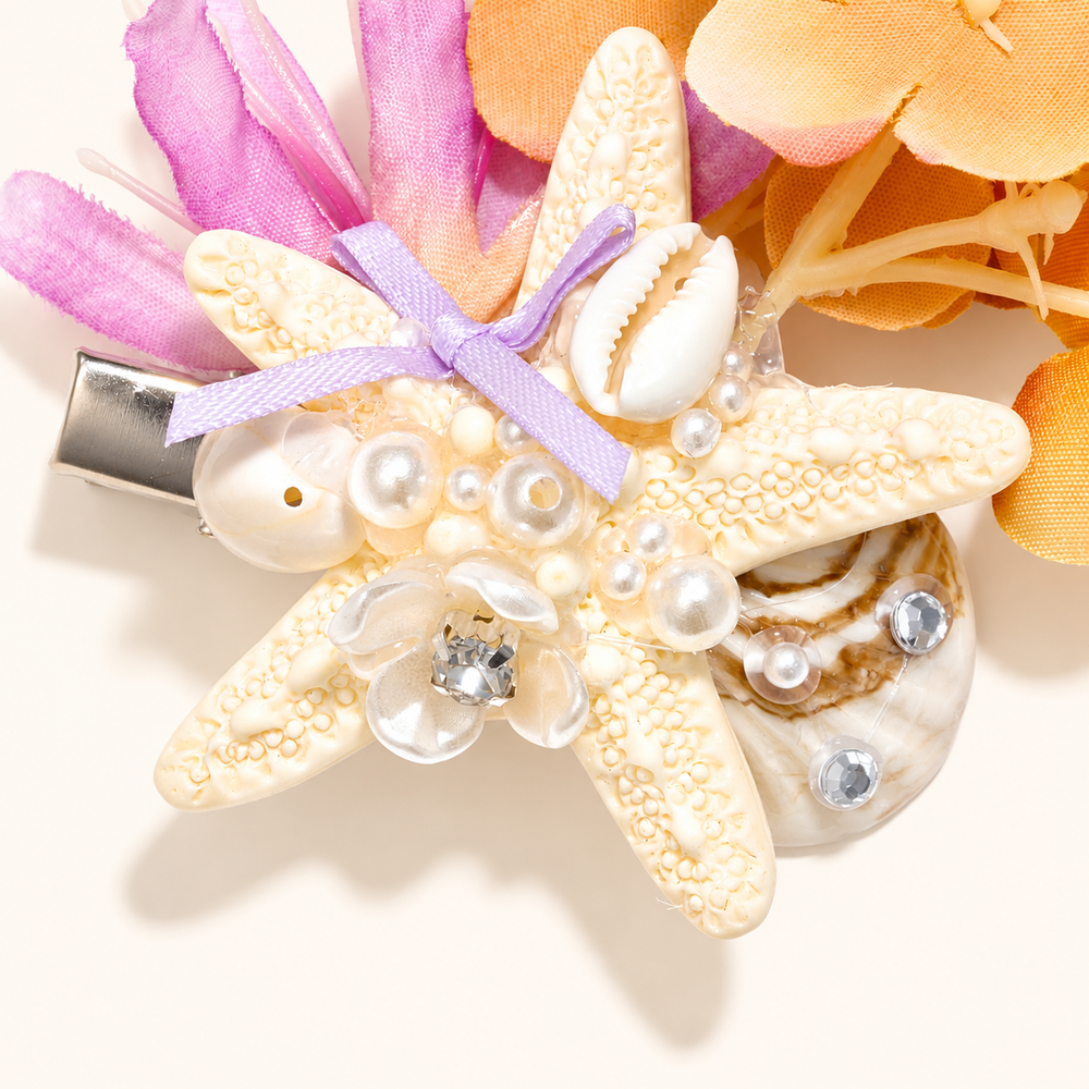 Simple Series Shell Starfish Fabric Imitation Pearl Hair Clips Picture2