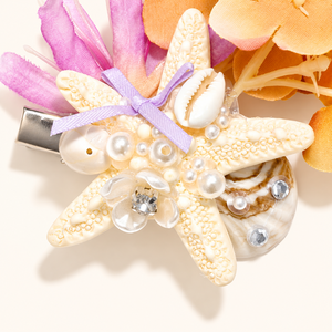 Simple Series Shell Starfish Fabric Imitation Pearl Hair Clips h5 Picture2
