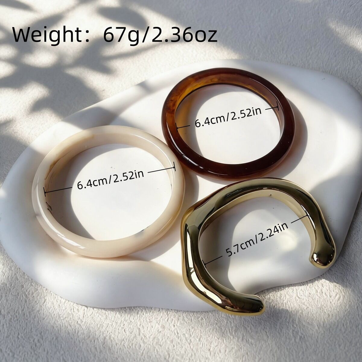 Conjuntos de pulseras de resina para mujer con forma irregular y color degradado. Imagen5