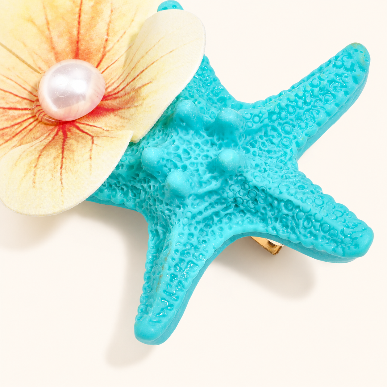 Pinzas para el cabello acrílicas con forma de estrella de mar de la serie romántica Imagen3