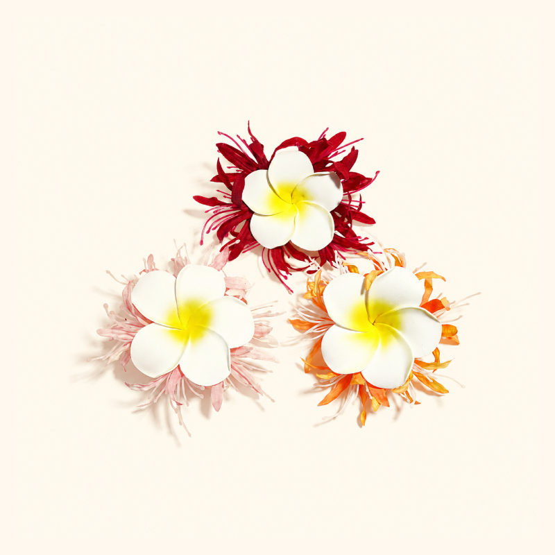 Pinzas para el cabello de tela con estampado floral degradado de la serie romántica "Vacaciones" h5 Imagen3