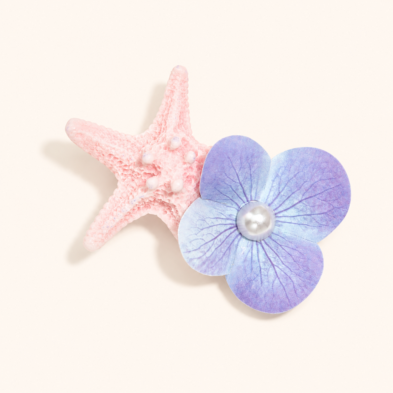 Pinzas para el cabello acrílicas con forma de estrella de mar de la serie romántica 