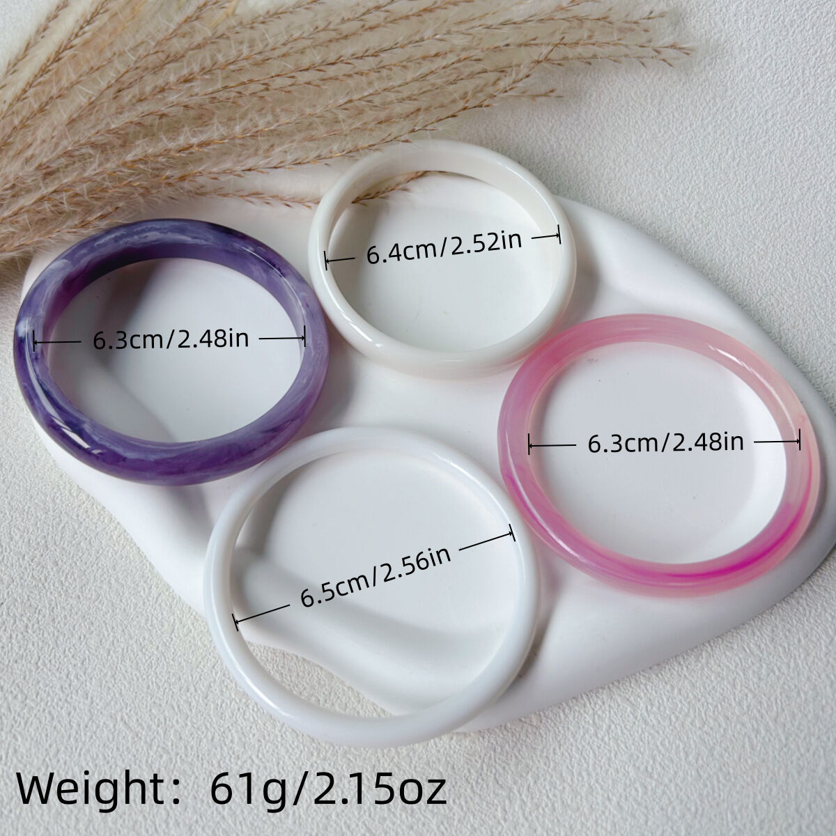 Conjuntos de pulseras de resina con degradado de color para mujer Imagen2