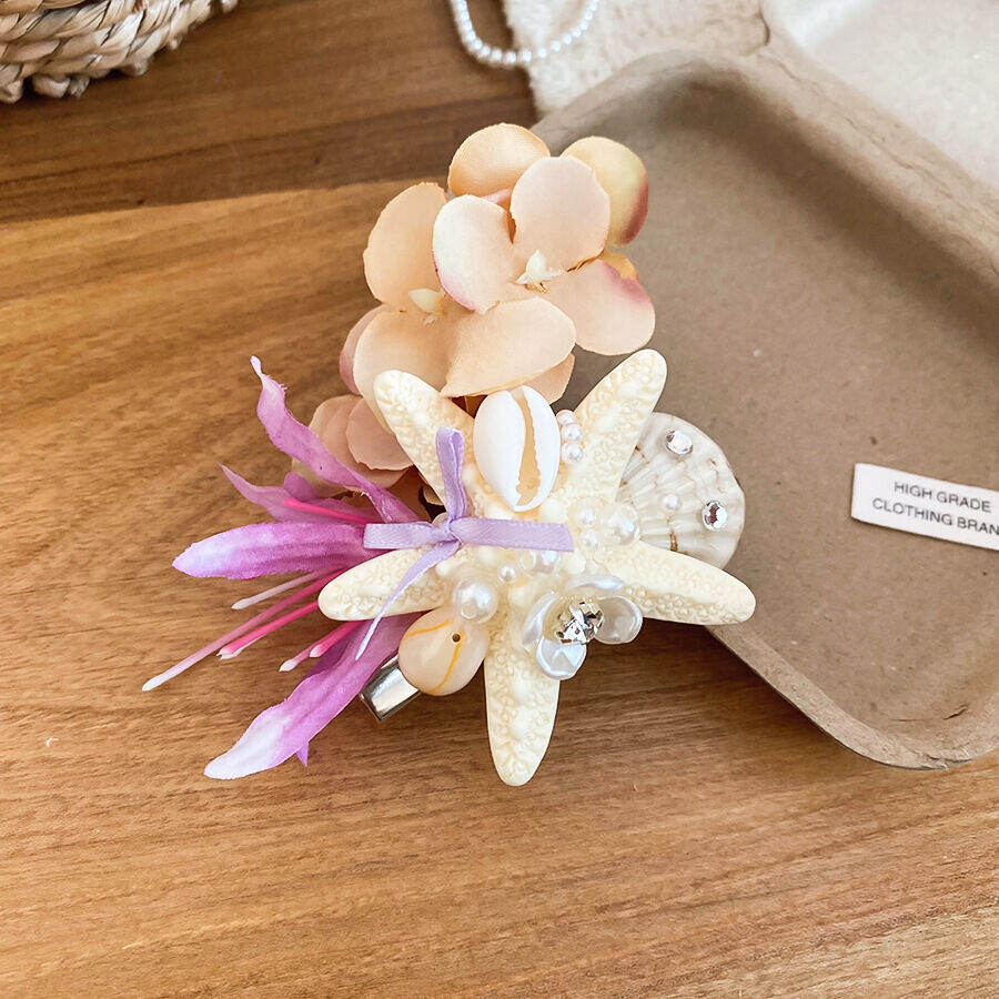 Simple Series Shell Starfish Fabric Imitation Pearl Hair Clips Picture4