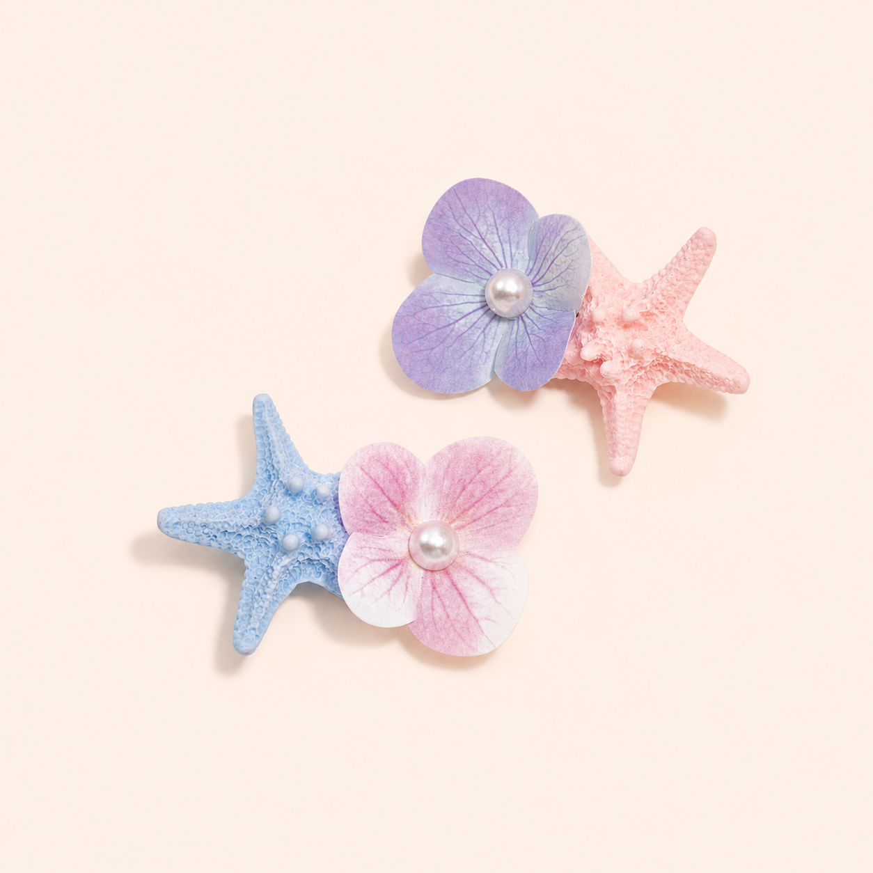 Pinzas para el cabello acrílicas con forma de estrella de mar de la serie romántica h5 Imagen2
