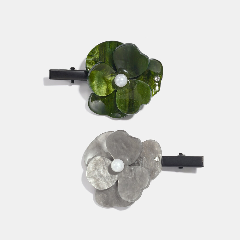 Pinzas para el cabello de resina con forma de flor de la serie Simple Imagen3