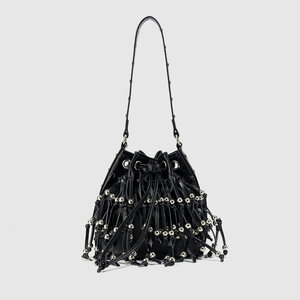 Streetwear Style Studded Tassel Rivet Pu Women's Bucket Bag h5 Picture2