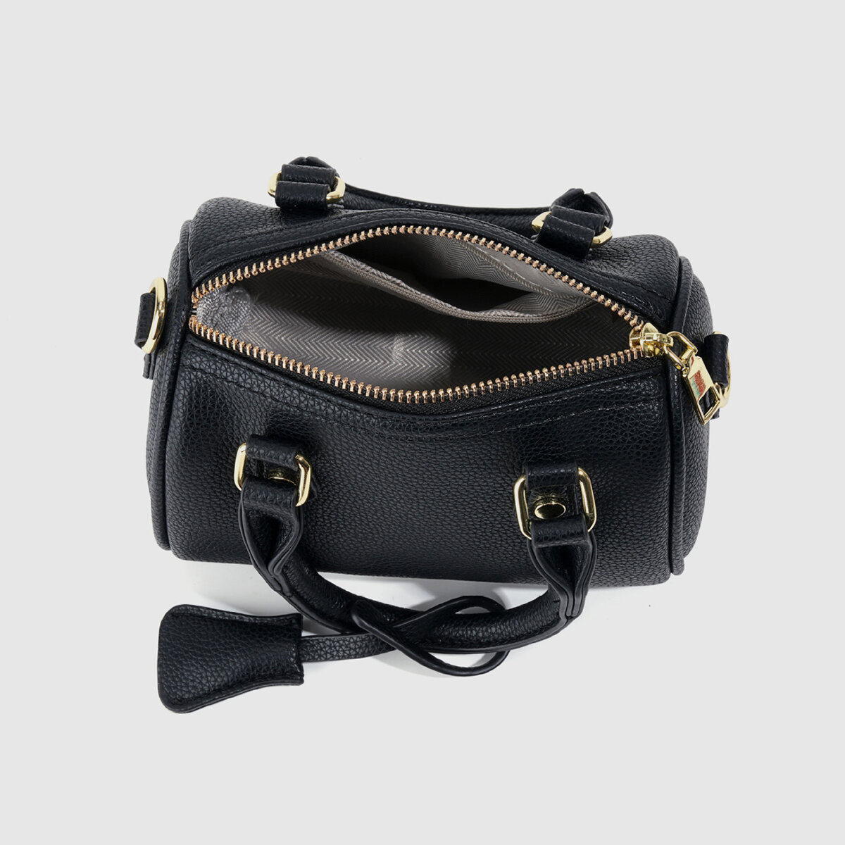 Boston-Tasche für Damen im lässigen Stil mit Metallbeschlägen und einfarbigem PU-Leder h5 Bild5