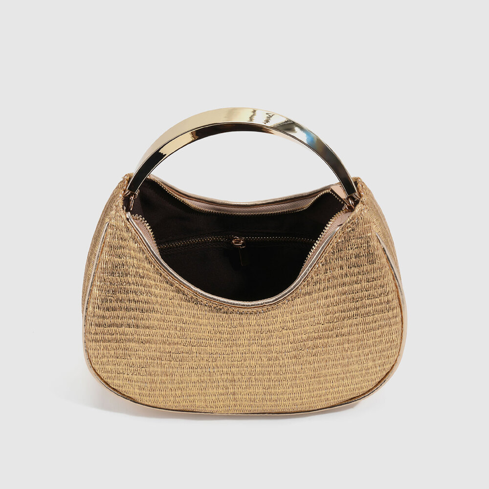 Bolsos de mano de paja tejida estilo parisino chic para mujer Imagen3