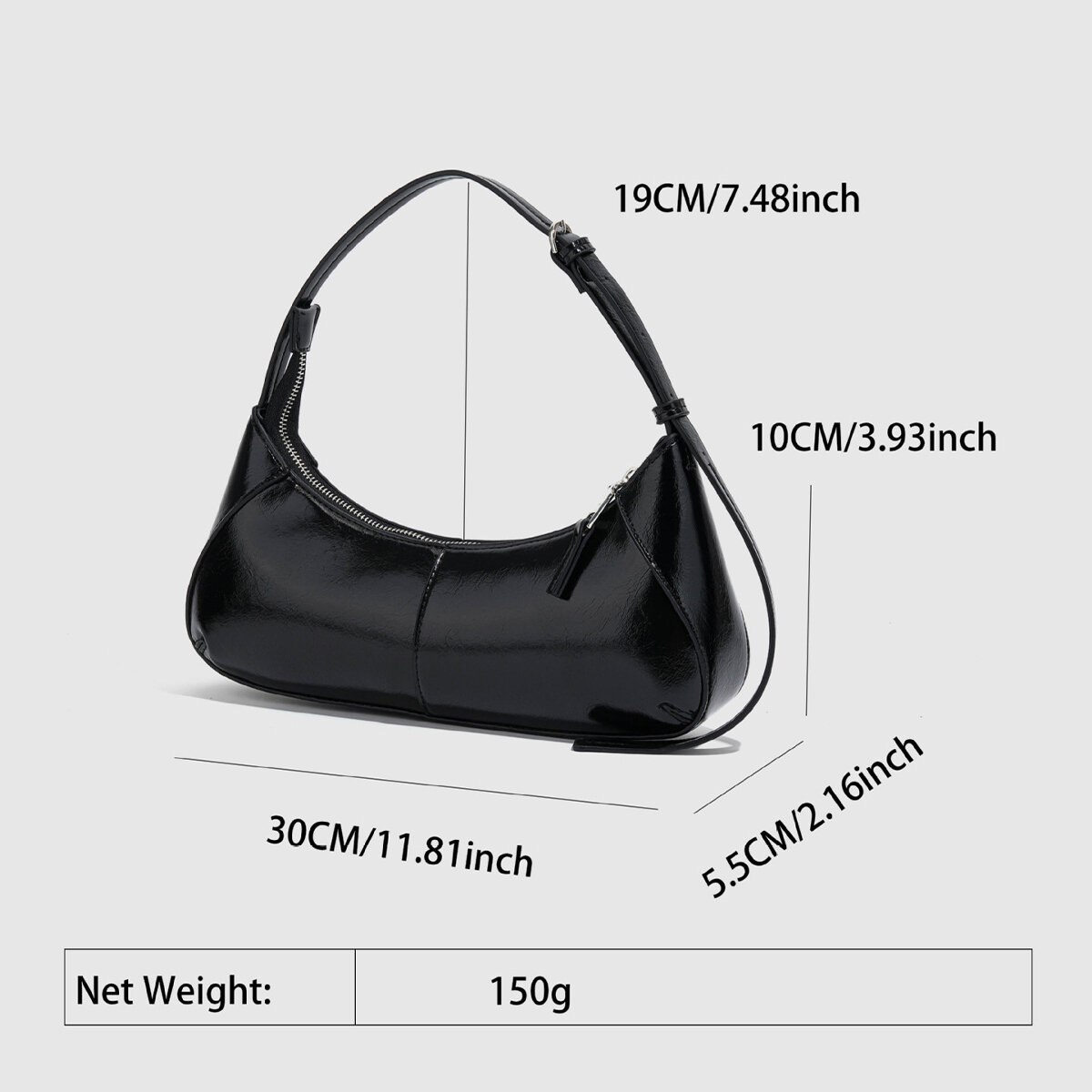 Bolsos de hombro para mujer de PU de color liso y estilo casual h5 