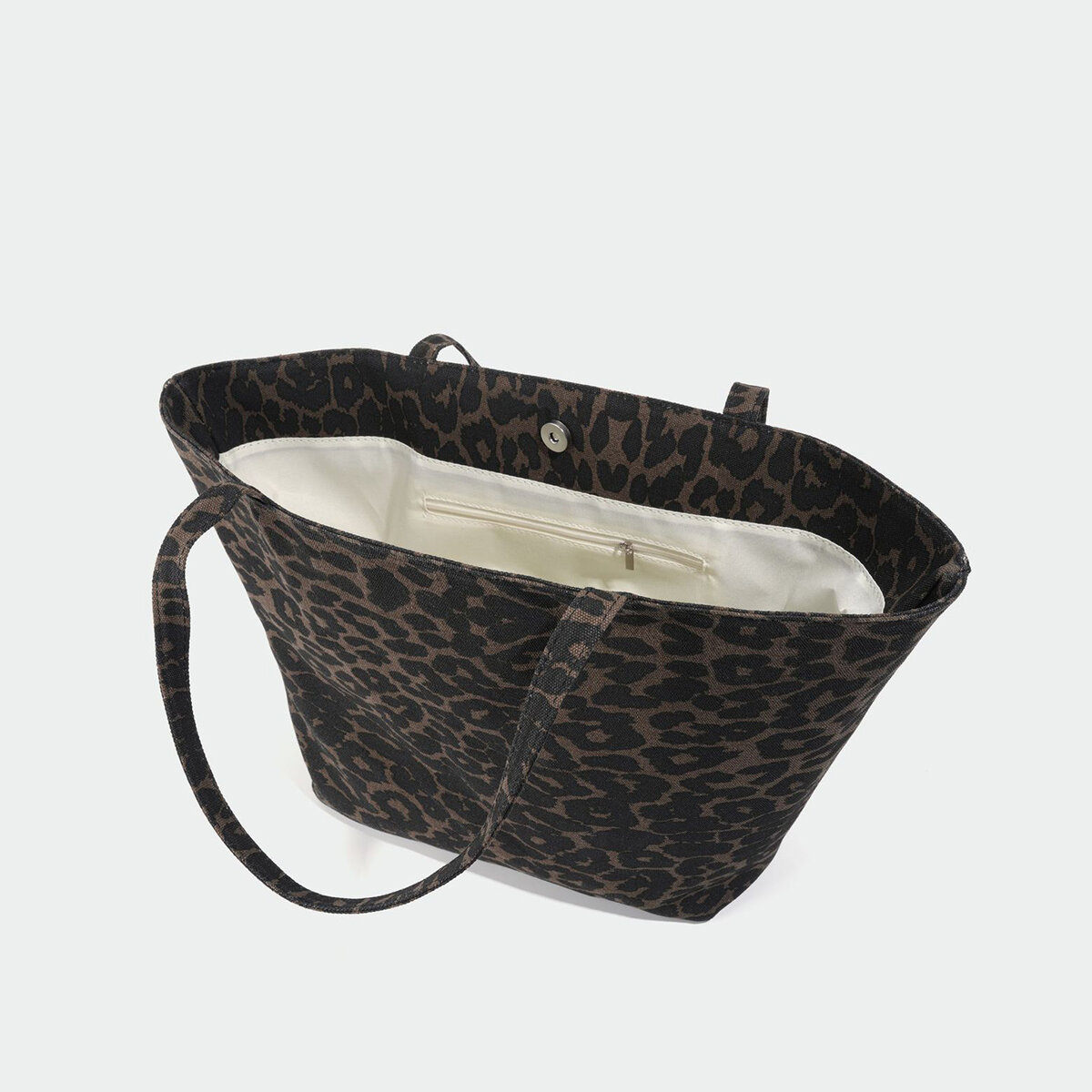 Bolso tote de lona con estampado de leopardo para mujer, estilo oficina. Imagen4