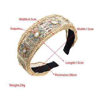 Ethnic Series Bohemian Flower Solid Color Beads Gradient Color Fabric Hair Bands h5 Picture4