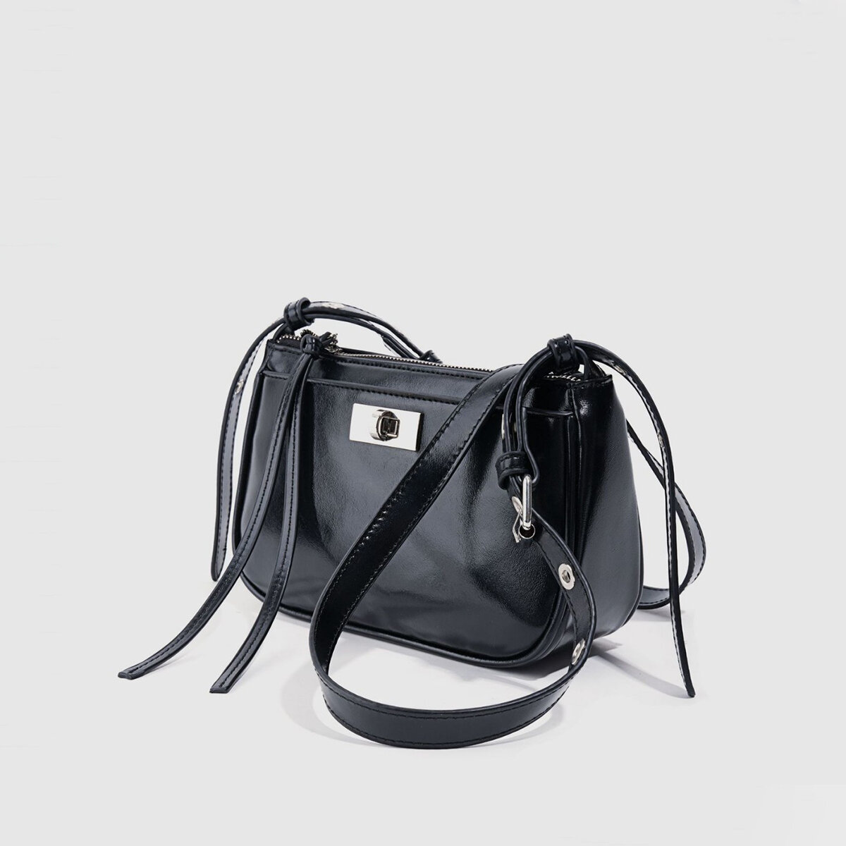 Bolsos cruzados para mujer de PU de color liso con herrajes metálicos estilo oficina h5 Imagen2