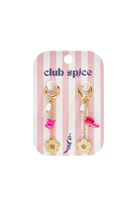 Pendientes de acero inoxidable con cuentas y diseño floral, estilo casual y romántico para mujer.